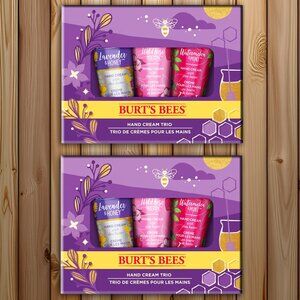 [2-PACK] BURTS BEES HAND CREAM TRIO - LAVENDER HONEY, WATERMELON MINT, WILD ROSE